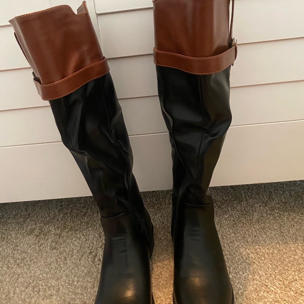 Rampage Black and Brown Over the Knee Boots